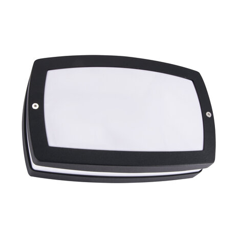 SOLINA - LED Plafondlamp / Wandlamp - Buitenlamp - met nummer - &Oslash;26 cm - 7.5W - Daglicht wit - 4100K - Zwart - Opbouw - Rechthoek - IP54