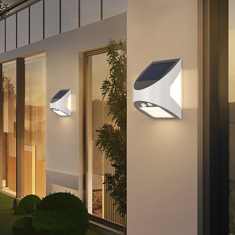 Braytron - Solar Wandlamp Buiten &ndash; Solar Tuinverlichting &ndash; Zonne Energie Buitenverlichting &ndash; 3w - Helder wit 6500K - met sensor
