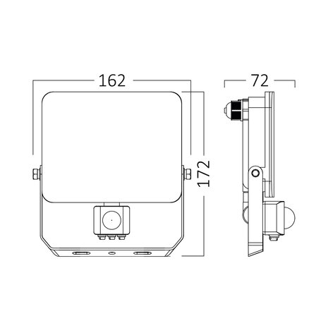 Braytron - LED Bouwlamp / Schijnwerper - met bewegings sensor - 30w - CCT - Aanpasbare licht kleuren - 3000K,4000K,6000K - Waterdicht IP65 -Wit