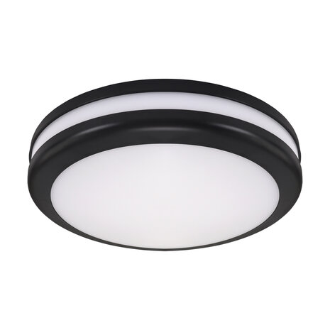 BIRMA - Plafondlamp - Badkamerlamp - Opbouw Rond - Waterdicht IP54 - 2 X E27 Fitting - Zwart - &Oslash;305 mm