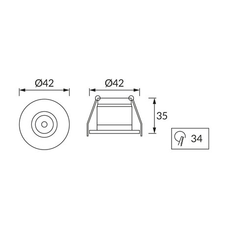 GOL - LED Veranda Spot Verlichting - Inbouw Rond 1.6W - Natuurlijk Wit 4200K - Wit  - Aluminium - &Oslash;42mm