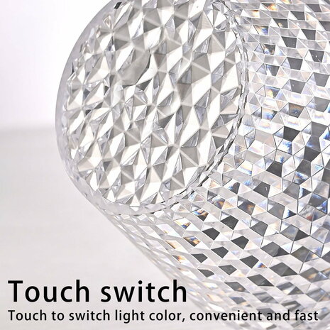 ABI LED Kristal lamp - Nachtlamp - Tafellamp - Sfeerlamp &ndash; Aanpasbare Licht kleuren warm wit/koud wit &ndash; Touch Switch - Dimbaar - Oplaadbaar USB-C