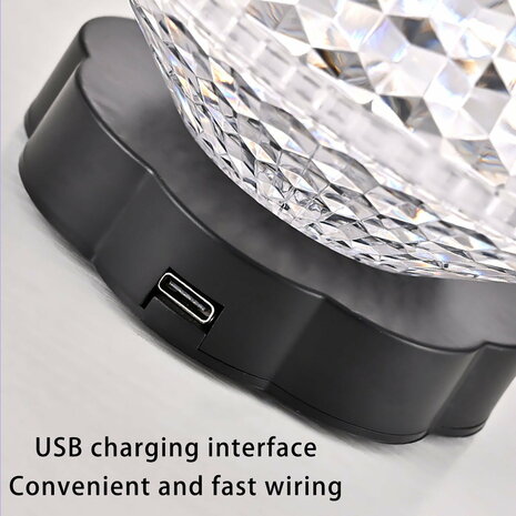 ABI LED Kristal lamp - Nachtlamp - Tafellamp - Sfeerlamp &ndash; Aanpasbare Licht kleuren warm wit/koud wit &ndash; Touch Switch - Dimbaar - Oplaadbaar USB-C