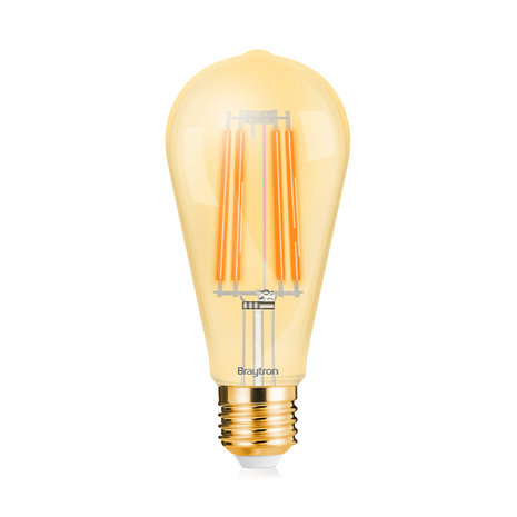 Braytron Advance 6W LED Lamp Filament E27 ST64 2200K Warm Wit - Amber