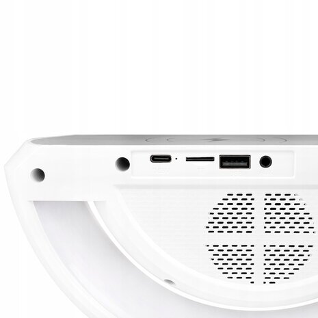 G -  Led Tafellamp / Nachtlamp RGB gaming-bureaulamp SPEAKER RADIO INDUCTIELADER KLOK - Wit - 235mm