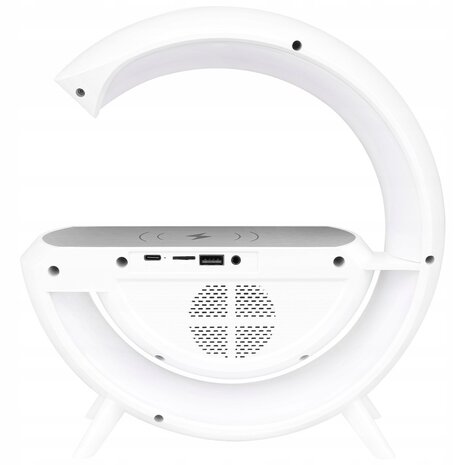G -  Led Tafellamp / Nachtlamp RGB gaming-bureaulamp SPEAKER RADIO INDUCTIELADER KLOK - Wit - 235mm