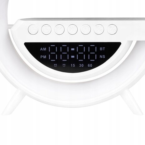 G -  Led Tafellamp / Nachtlamp RGB gaming-bureaulamp SPEAKER RADIO INDUCTIELADER KLOK - Wit - 235mm