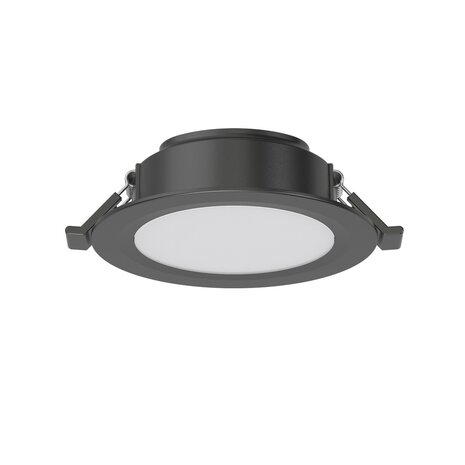 Braytron - LED inbouwlamp - 5W - Aanpasbare Kleur CCT - 370 Lumen - Rond - Mat Zwart - Buiten Diameter 90 mm - Set van 3 inbouwlamp - IP54
