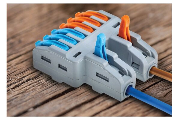 HOROZ  - Terminal 28 - Lasklem Set 5 Stuks - 8+2 Polig met Klemmetjes - Grijs/Oranje/Blauw