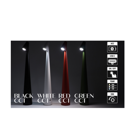 GROT Led - Tafellamp Oplaadbaar &ndash; Draadloos en dimbaar &ndash; CCT - Warm wit / Daglicht / koud wit - Moderne touch lamp &ndash; Nachtlamp Slaapkamer &ndash; 35 cm &ndash; Wit