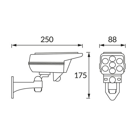SONO - LED-lamp op zonne-energie, Solar - 5W - IP44 - Helder wit - dummycamera, bewegingssensor - Wit