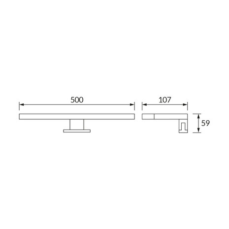DOLI LED Spiegelverlichting - Badkamer Lamp - Schilderijverlichting - Rechthoek 9W - 1050 Lumen - 4000K Daglicht wit - Zwart - 500 mm - IP44