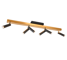 ZENO - Plafond spot- CCT Aanpasbare licht kleuren - 6 x 5.5w + 1 x 18w - Zwart-goud