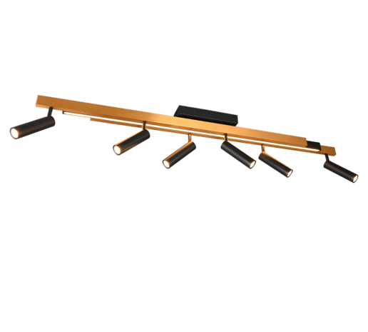 ZENO - Plafond spot- CCT Aanpasbare licht kleuren - 6 x 5.5w + 1 x 18w - Zwart-goud