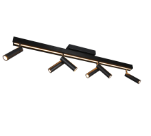 ZENO - Plafond spot- CCT Aanpasbare licht kleuren - 6 x 5.5w + 1 x 18w - Zwart