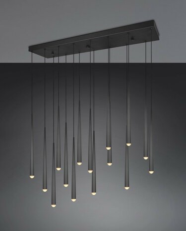 CALA - Hanglamp 15 x SMD 3.8W - CCT 2300+3000+4000K - Zwart kleur