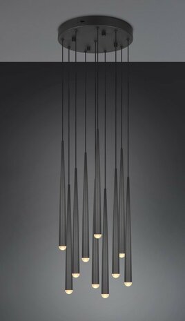 CALA - Hanglamp 10 x SMD 3.8W - CCT 2300+3000+4000K - Zwart kleur