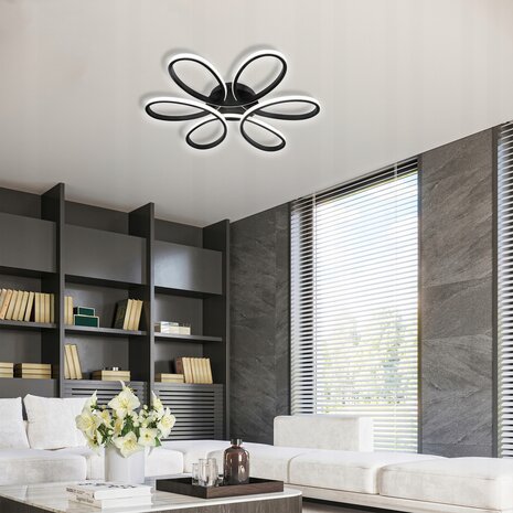 Galaxis Virgo LED Plafondlamp Aanpasbare lichtkleur -  58x10 cm 77W zwart - met afstandbedening