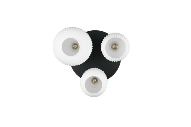 DIVA - Plafondlamp 3 x E27 Fitting - Wit glas -Messing mat