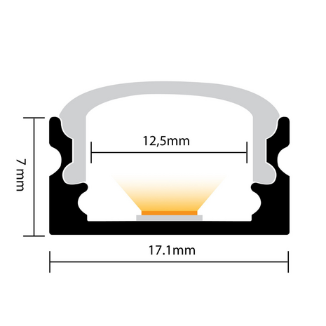1 meter Surface Aluminium Profiel voor LED Strip Multifunctioneel Gebruik Zwart