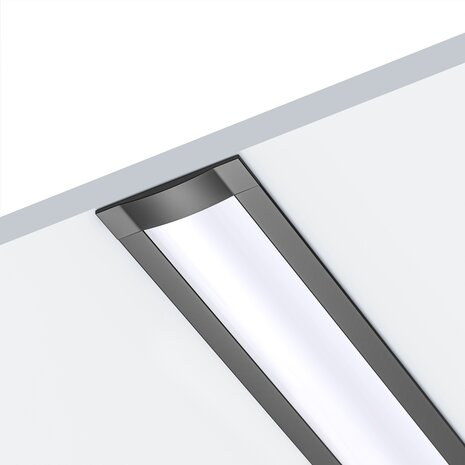 2 meter Verzonken Aluminium Profiel voor LED Strip Multifunctioneel Gebruik, MDF, Gipsplaat, Tegel Zwart