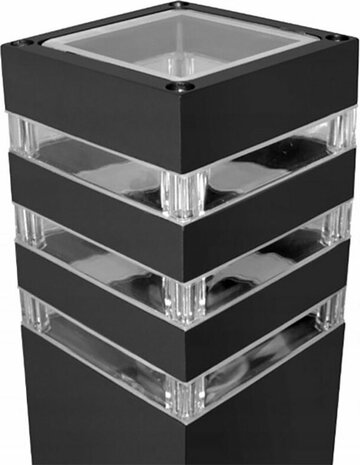 HOROZ  - Palmera/S-4 Tuinverlichting - Staande Buitenlamp - Aluminium - Mat Zwart - E27 Fitting - Vierkant - 80cm