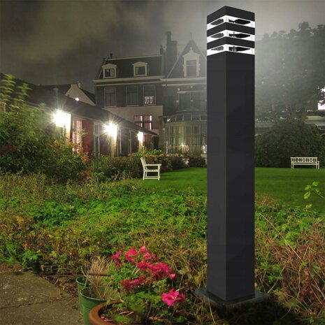 Palmera/S-4 Tuinverlichting - Staande Buitenlamp - Aluminium - Mat Zwart - E27 Fitting - Vierkant - 80cm