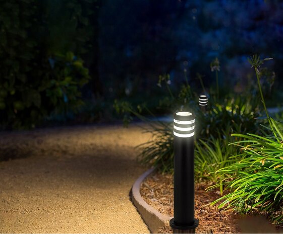 Palmera Tuinverlichting - Staande Buitenlamp - Aluminium - Mat Zwart - E27 Fitting - Rond - 80cm