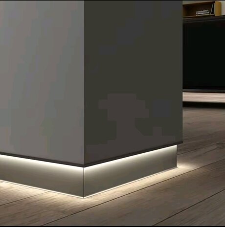 Aluminium Led PLINT profiel - Wit - Wandmontage - voor Ledstrips - 2m - 13x84 mm