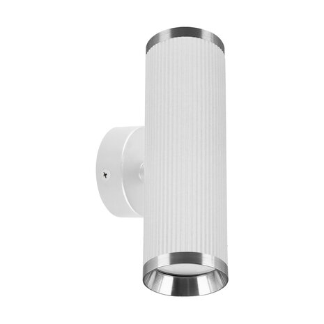 FRIDA - Wandlamp - Up en Downlight - 2 X GU10 Fitting - Rond - Wit - Zilver