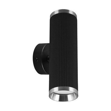 FRIDA - Wandlamp - Up en Downlight - 2 X GU10 Fitting - Rond - Zwart - Zilver