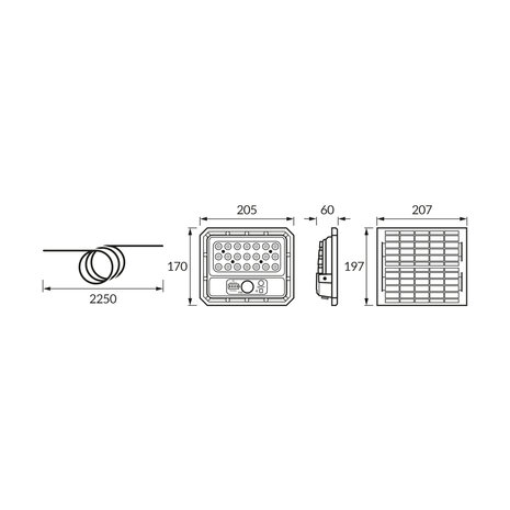 HEROS - LED SoLAR Tuinverlichting - Wandlamp met Sensor - Zonne-energie - Bewegingssensor - 7W - ZWART