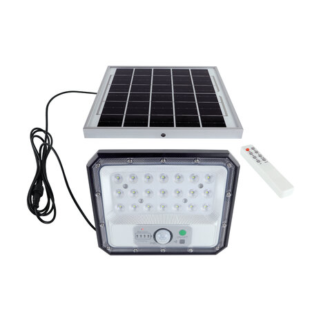 HEROS - LED SoLAR Tuinverlichting - Wandlamp met Sensor - Zonne-energie - Bewegingssensor - 7W - ZWART