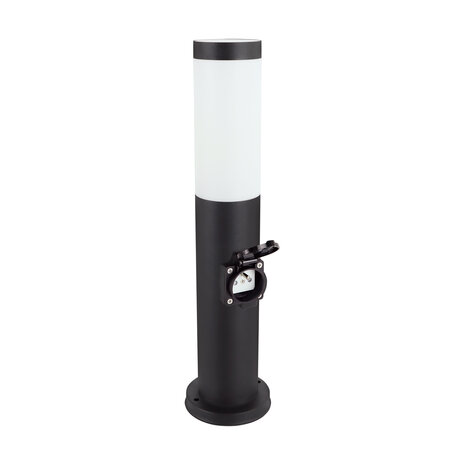 TUBER - Tuinverlichting - Staande Buitenlamp - met ingebouwde stopcontact - Belgische pinaarde - Luxery Staandelamp - 1 X E27 Fitting - Zwart - Metaal - 45cm