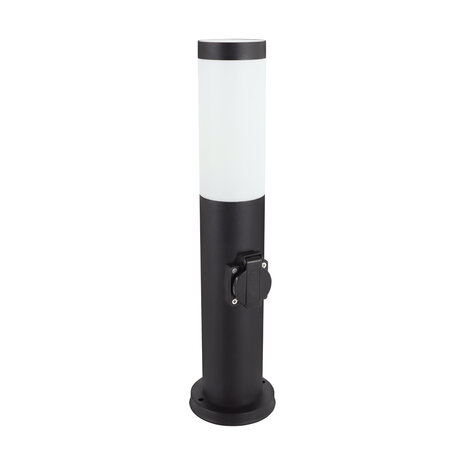 TUBER - Tuinverlichting - Staande Buitenlamp - met ingebouwde stopcontact - Belgische pinaarde - Luxery Staandelamp - 1 X E27 Fitting - Zwart - Metaal - 45cm