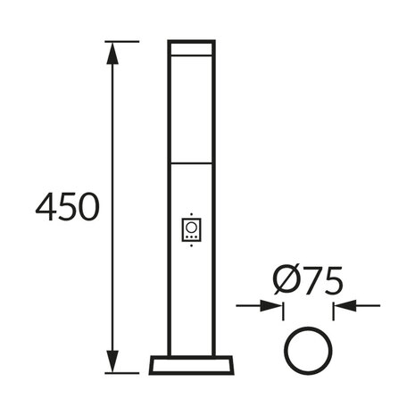 TUBER - Tuinverlichting - Staande Buitenlamp - met ingebouwdePIR Sensor - Bewigingsmelder - Luxery Staandelamp - 1 X E27 Fitting - Zwart - Metaal - 45cm