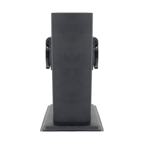 PORT - Buitenstopcontact op zuil met pinaarding - Stekkerdoos - 2 X 230V - Type E socket (Belgische versie) - IP44 weerbestendig - Mat zwart
