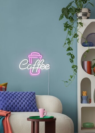 Neon Lamp Coffee - Incl. Ophanghaakjes - Neon Sign - Neon Verlichting - Neon Led Lamp - Wandlamp