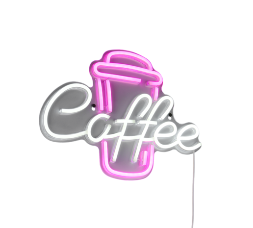 Neon Lamp Coffee - Incl. Ophanghaakjes - Neon Sign - Neon Verlichting - Neon Led Lamp - Wandlamp