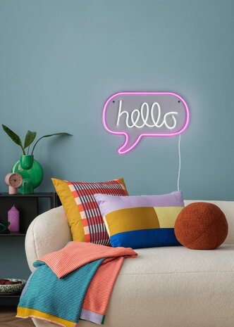 Neon Lamp HELLO - Incl. Ophanghaakjes - Neon Sign - Neon Verlichting - Neon Led Lamp - Wandlamp