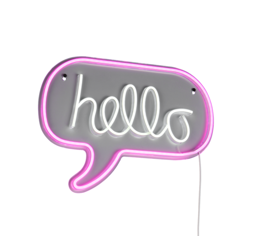 Neon Lamp HELLO - Incl. Ophanghaakjes - Neon Sign - Neon Verlichting - Neon Led Lamp - Wandlamp