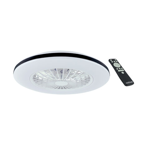 HALNY - Moderne LED Plafondlamp met ventilator - 485 mm - CCT Aanpasbare kleuren- 48w - 2900K / 4200K / 6500K - 5110 Lumen - Dimbaar met afstandbediening - Zwart-Wit