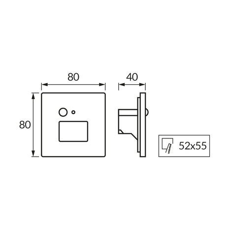 WEKTOR LED D - inbouw Wandverlichting - Trap Verlichting - met PIR sensor / Bewegingssensor - 1.2w - Aanpasbare Licht kleur CCT - 3000K/4000K/6000K - Vierkant - Zwart