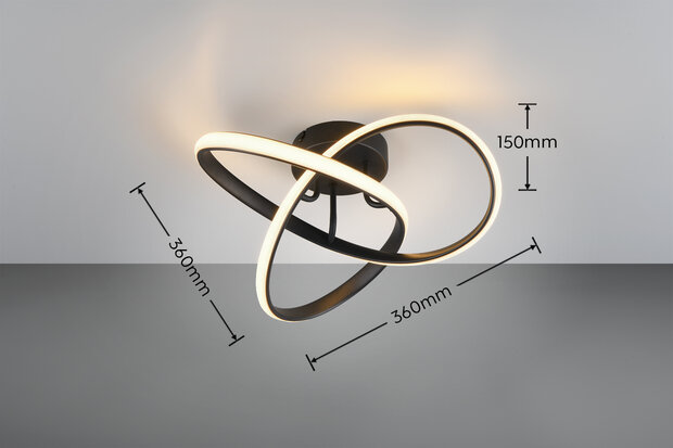 REALITY MEO - Plafondlamp - Zwart mat - incl. 1x SMD 15W