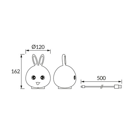 BOBO&amp;RABIT LED - Kinder Nachtlampje - Tafellamp / Nachtlamp - Draagbaar - Touch - Accu - 1.5 watt - RGBW