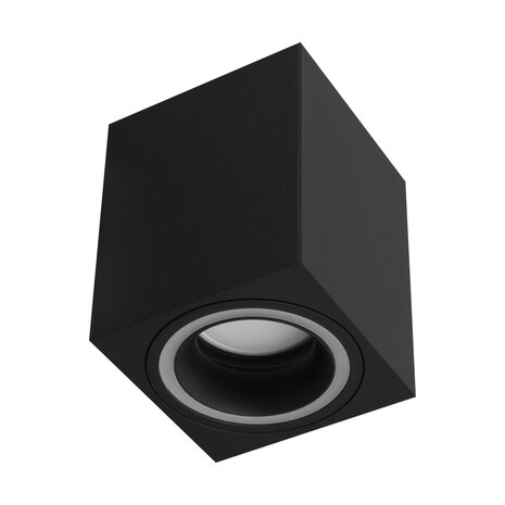INDI D - Spot Armatuur GU10 - Opbouwspot - Vierkant - Zwart - Aluminium