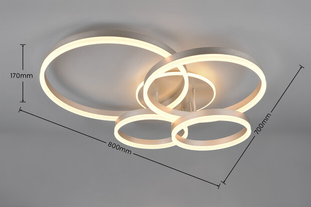 Drake - Led Plafondlamp - 50w 5850 Lumen - CCT - 2700 / 6500K - Nikkel Mat