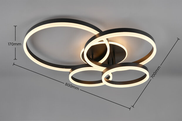 Drake - Led Plafondlamp - 50w 5850 Lumen - CCT - 2700 / 6500K - Zwart