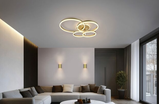 Drake - Led Plafondlamp - 50w 5850 Lumen - CCT - 2700 / 6500K - Goudkleur