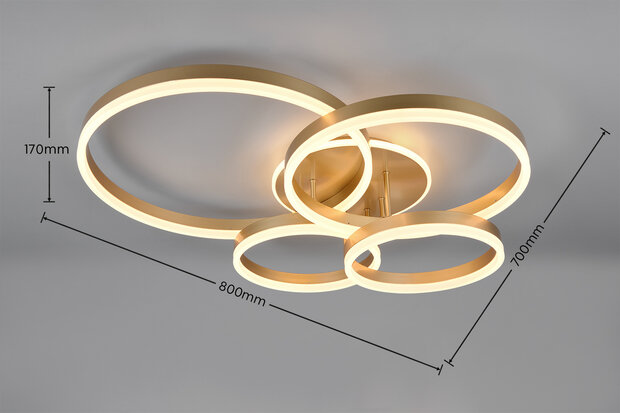Drake - Led Plafondlamp - 50w 5850 Lumen - CCT - 2700 / 6500K - Goudkleur